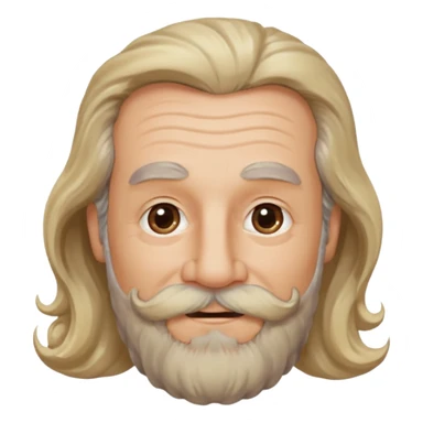 MID/OLD AGE MAN WITH LONG BLOND & bROWN WAVY HAIR; AND BROWN & GREY MOUSTACH AND BEARD, HAPPY EYES, ROSEY CHEEKS sticker