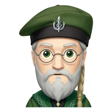 albus dumbledore from harry potter with green scottish Tam o'shanter cap and decorative motifs sticker
