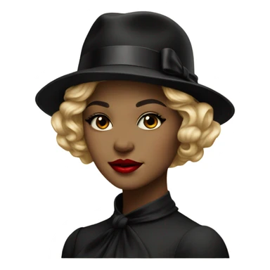 beautiful vintage girl in a hat black with red lipstick sticker