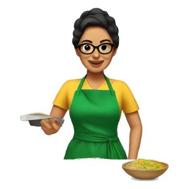 mexican lady green apron  with glasses cooking tacos sticker