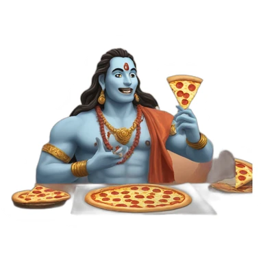 lord shiva eating pizza sticker