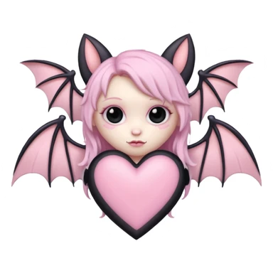 pastel goth heart with pink bat wings sticker