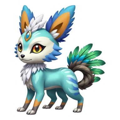 Colorful Exotic Randomly-colored Cartoon Anime Meloetta-WereGarurumon-Trico-Pokémon-Fakémon-fusion-hybrid-creature sticker