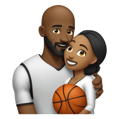 A bald Black basketball player with a beard and goatee kissing his lovely wife. sticker
