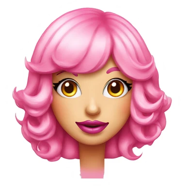 A personified cheese burger. It’s wearing a pink wig, has gorgeous diva eyes with eye makeup and has plump full pink lips. It also sparkles  sticker