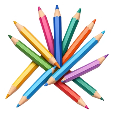 Cinematic Realistic image of a set of finely sharpened colouring pencils arranged neatly on crisp paper, rendered with vibrant hues and detailed pencil textures, illuminated by soft, creative lighting that captures the spirit of artistic expression sticker