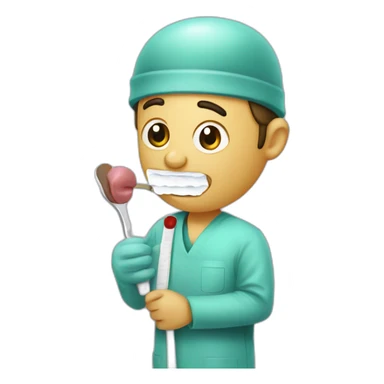 Ent surgeon holding tongue depressor  sticker