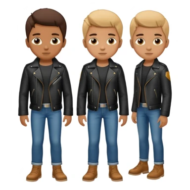 Boy in leather jocket, full body, different color leather jocket, close up sticker