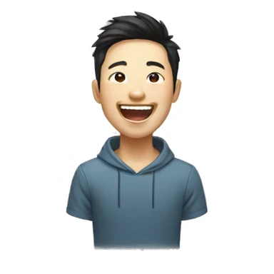 young east asian men with glass laughing sticker