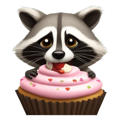 Racoon eating a cupcake sticker