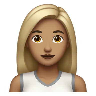 Girl with light brown hair thick black eyebrows brown eyes tan skin sticker