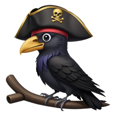 raven with a pirate hat 128.128 sticker