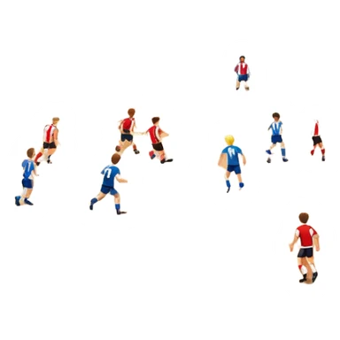 A mini-football match in an indoor sports hall with wooden flooring and clear field markings. The scene shows a vibrant game in action, with players positioned on the court, the goalposts visible, and the atmosphere filled with energy and focus. sticker