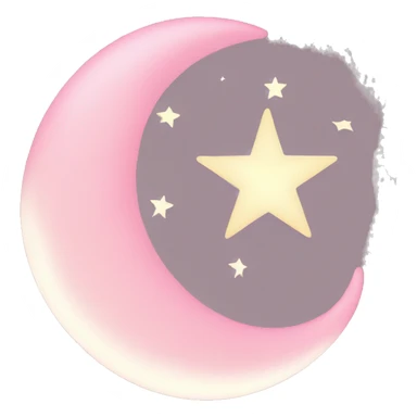 Light pink crescent with light pink moon and star  sticker