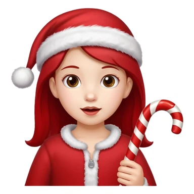 Little Girl with candy canes celebrating Christmas sticker