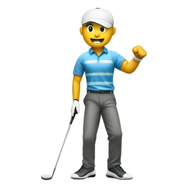 Golfer fist pumping after making a putt.  sticker