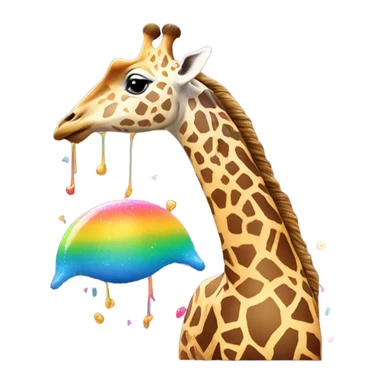 A giraffe riding a dolphin in a sea of sprinkles  sticker