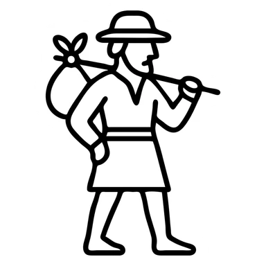 16th century German commoner in peasant clothing with a sack, icon style sticker