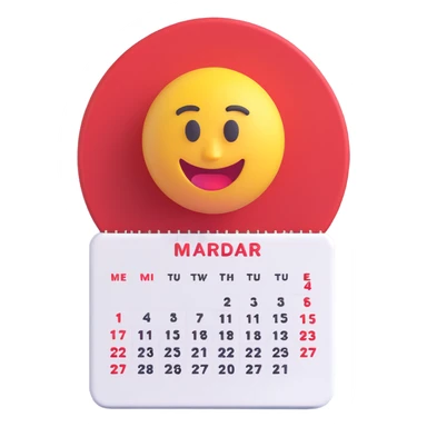 3D emoji style calendar with a red circle around a date sticker