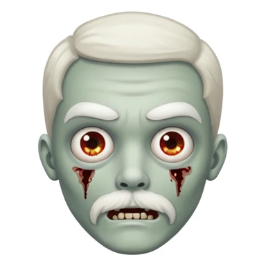 young zombie with white mustache sticker