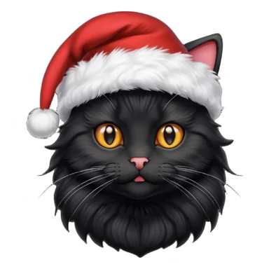 black cat with christmas hat sticker