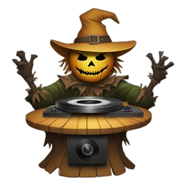 evil scarecrow on turntables sticker