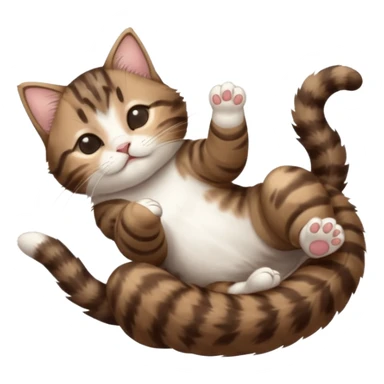 dark brown tabby and white kitten with his eyes closed whilst in funny positions stretched out and  upside down sticker