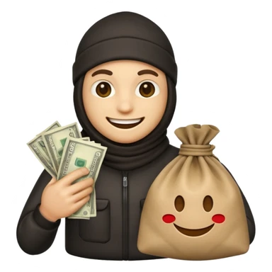Robber emoji holding a bag of money sticker