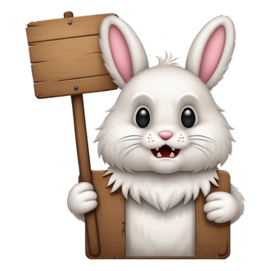 Rabid snarling bunny holding large blank sign sticker