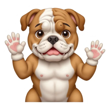 english bulldog offering help with friendly expression and raised paw sticker