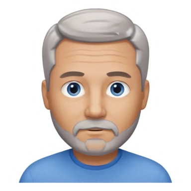 A middle-aged man with a medium slightly gray beard, short hair cut to the scalp on the sides and combed back on top, blue eyes sticker