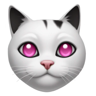 White and black cat with a pink nose and with clipped eat sticker
