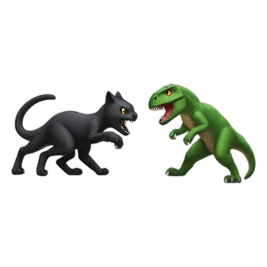 Black cat fight dinosaur sticker