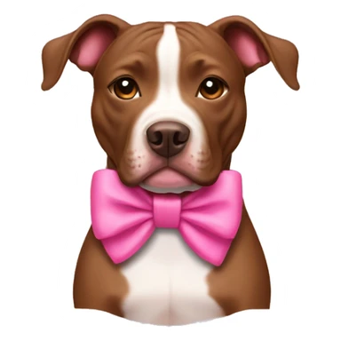 brown pit bull with a pink bow on its neck sticker