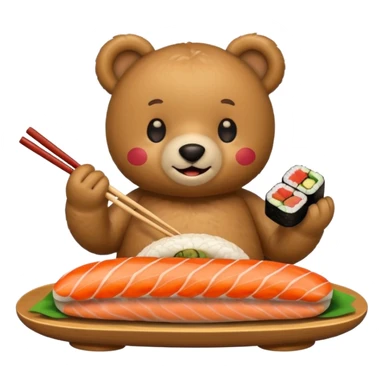 Teddy bear eating sushi  sticker