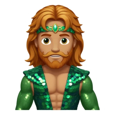Hercules, God of Heroes from Gods and Goddesses with long reddish blonde hair, bronze and green sequin outfit sticker