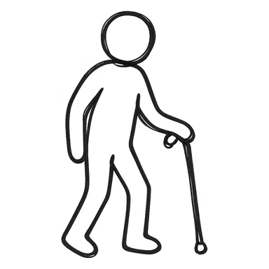 man with a physical disability, such as using a cane sticker