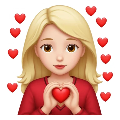 Girl grasping hear petals sticker