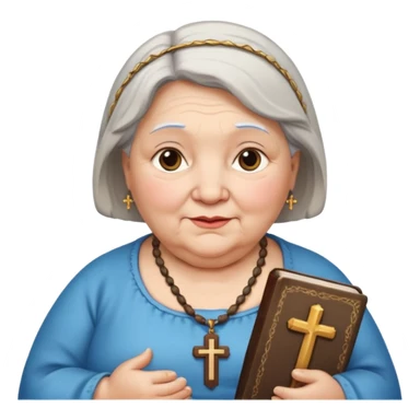 And old chubby lady with a bible and a cross necklace  sticker