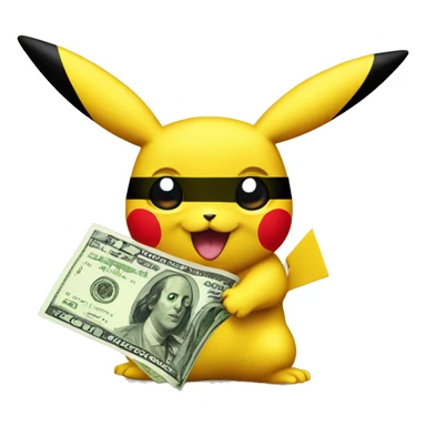 Pikachu with dollar sender toy sticker