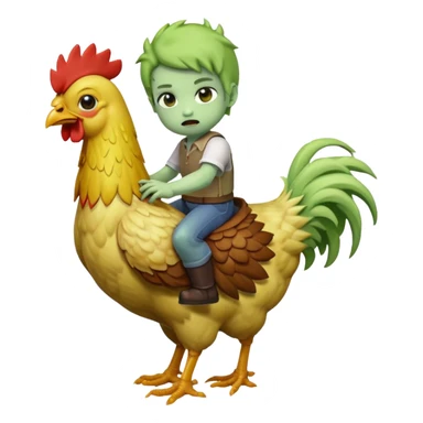 baby zombie riding a chicken, chicken jockey, inspired by Minecraft sticker
