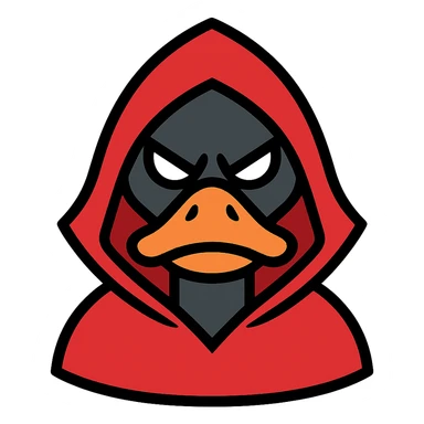 color outline icon of doom duck with sharp features sticker