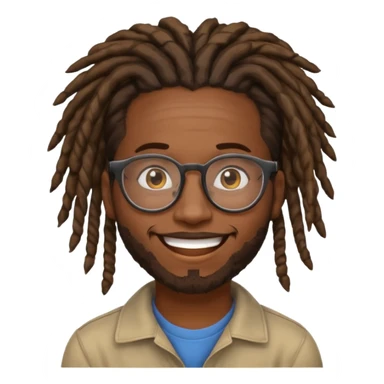 a black african guy with dreadlocks, wearing glasses and aura farming emoji sticker