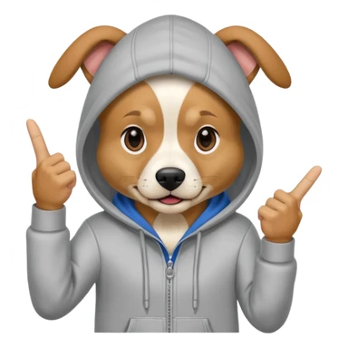 Dog wearing a hoodie flipping off the camera sticker