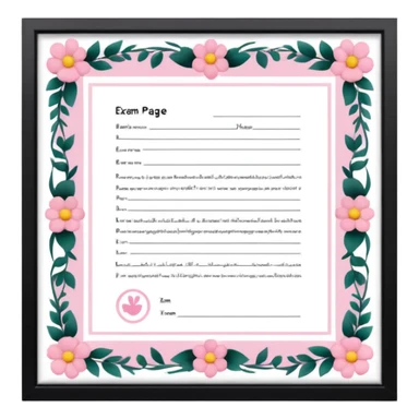 create an exam page make it aaesthetic and girly in pink  sticker