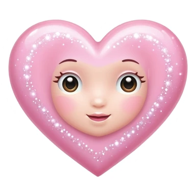 Baby pink heart with cream sparkles sticker