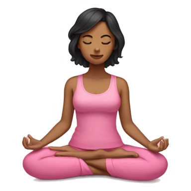 tan girl with black hair meditating pink sticker