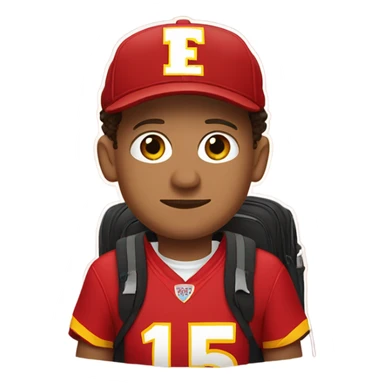 Patrick Mahomes with a backpack  sticker