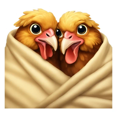 Two chickens snuggling under a blanket  sticker
