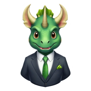 faces of different office green triceratops in a suit sticker